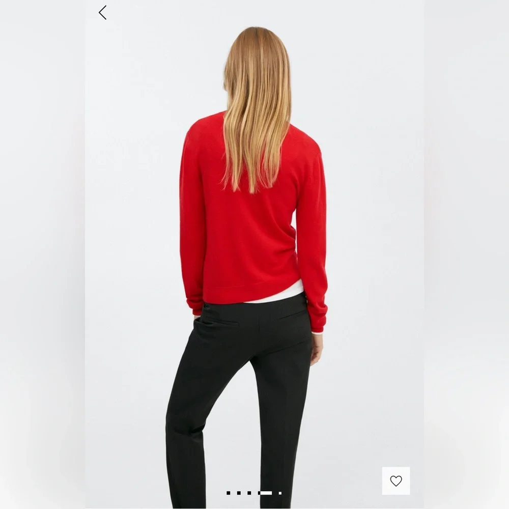 MANGO RED WOOL PERKINS-NECK SWEATER SIZE M - Picture 4 of 11